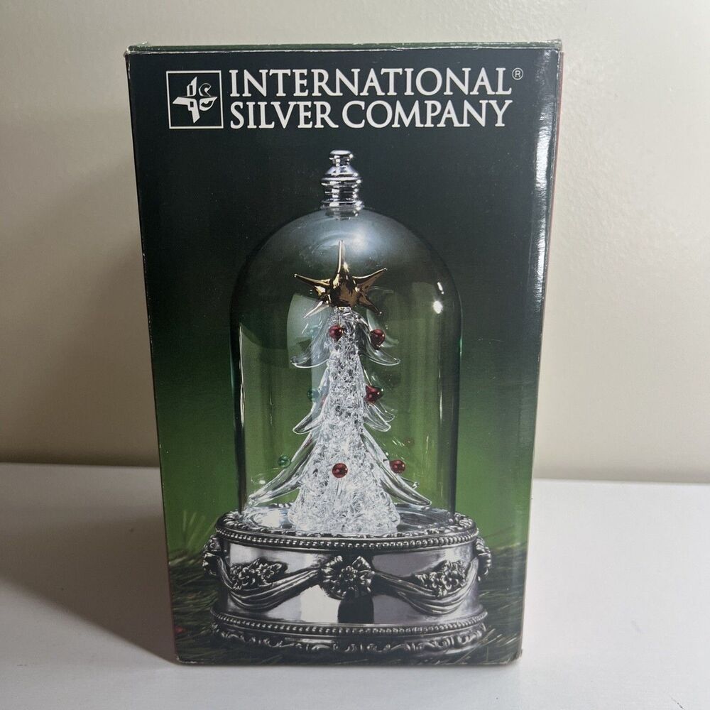 International Silver Co Illuminating Christmas Tree Musical Globe